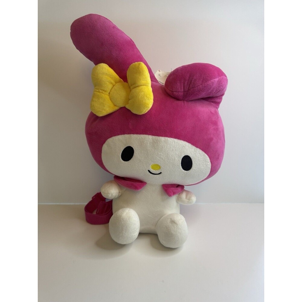 NWT Sanrio My Melody Plush Backpack 14" Stuffed Animal Bag Magenta Yellow Bow